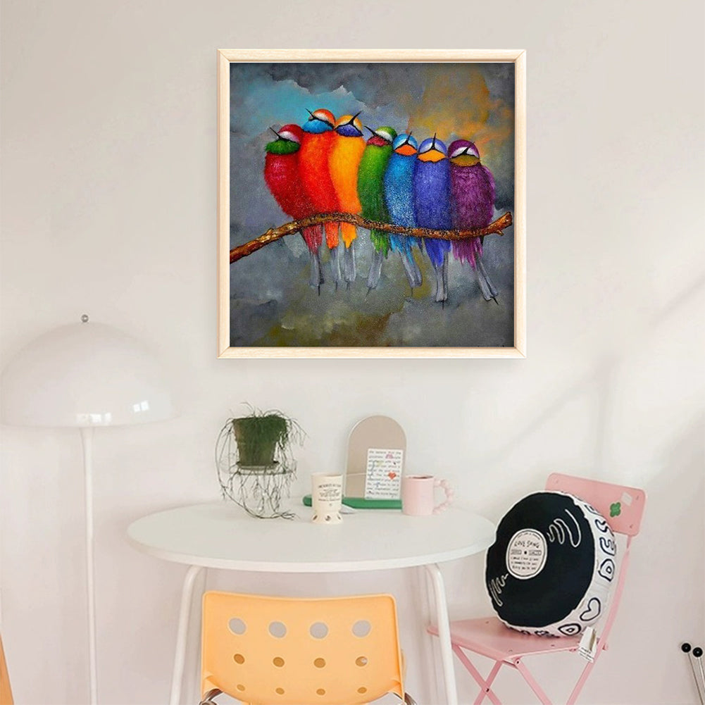 Colorful Bird Flock - 11CT Stamped Cross Stitch 50*50CM