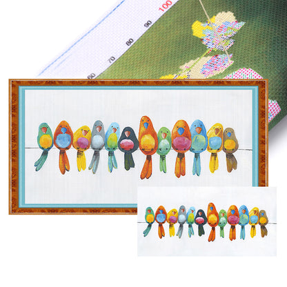 Colorful Bird Flock - 11CT Stamped Cross Stitch 60*30CM