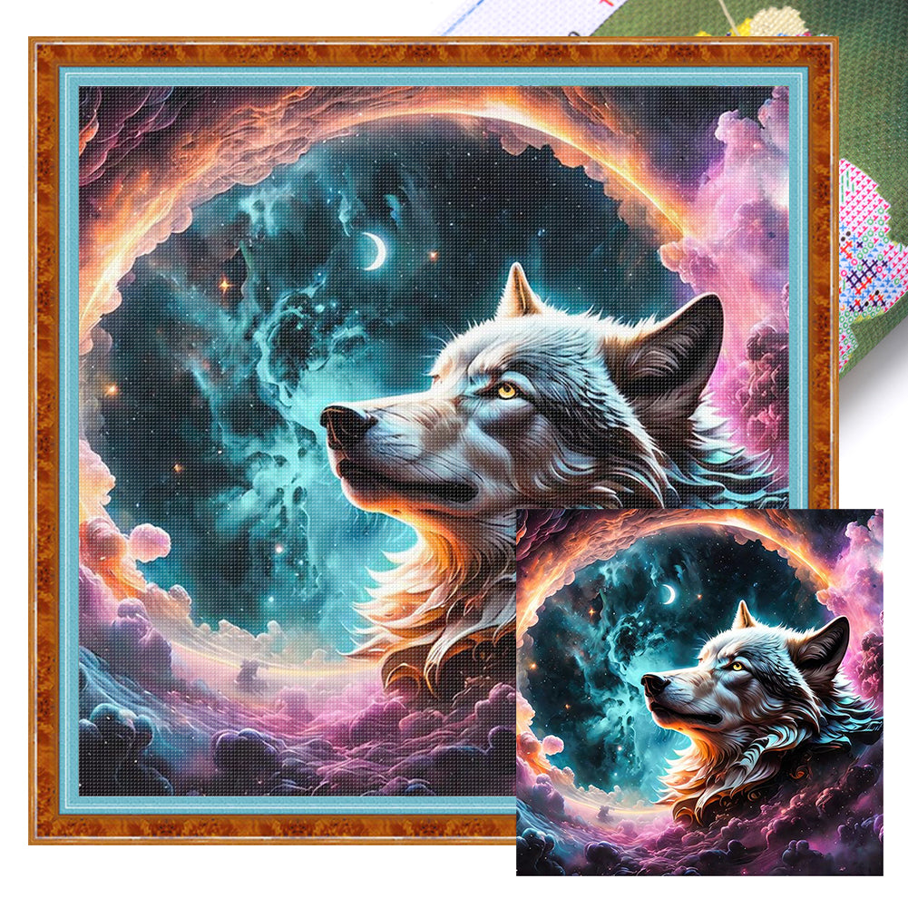 Wolf - 11CT Stamped Cross Stitch 45*45CM
