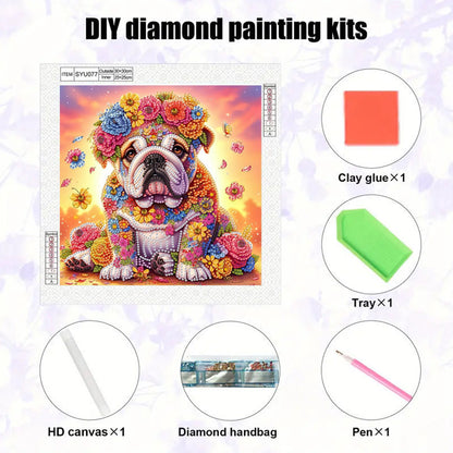 Flower Puppy - Special Shaped Drill Diamond Painting 30*30CM
