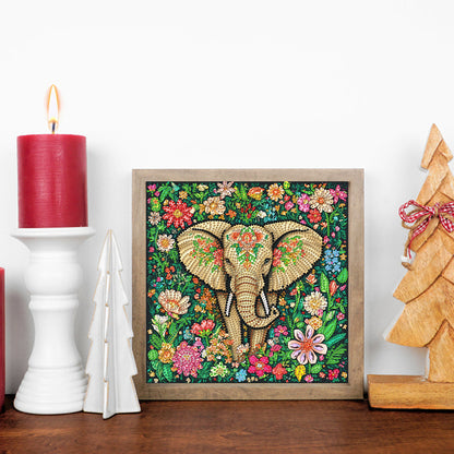 Flower Elephant - Special Shaped Drill Diamond Painting 30*30CM