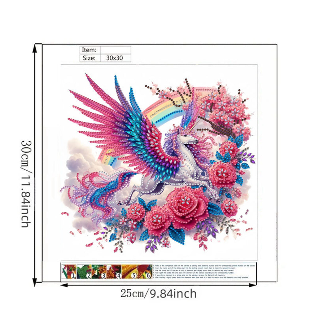 Rainbow Wing Unicorn - Special Shaped Drill Diamond Painting 30*30CM