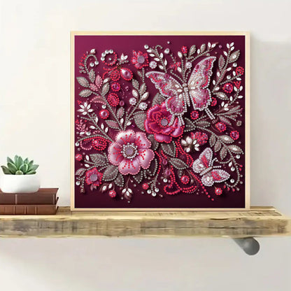 Flower And Butterfly - Special Shaped Drill Diamond Painting 30*30CM