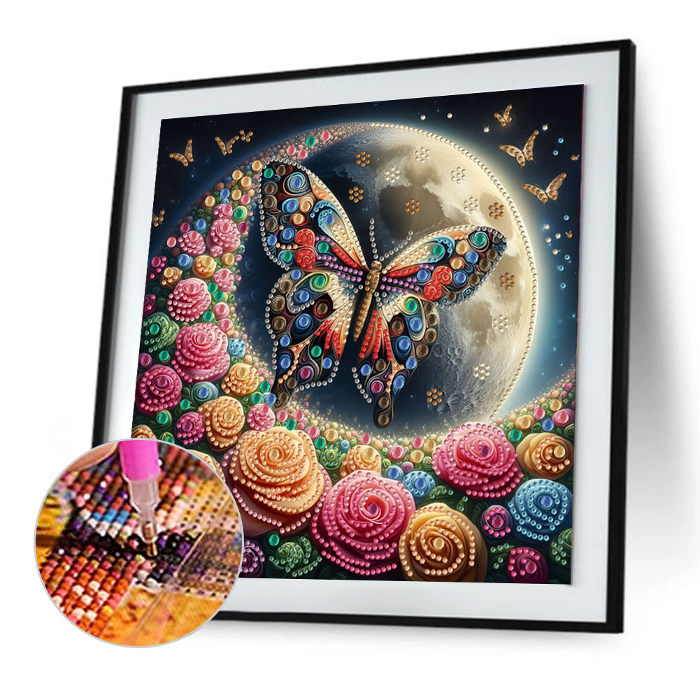 Moonlight Rose Butterfly - Special Shaped Drill Diamond Painting 30*30CM