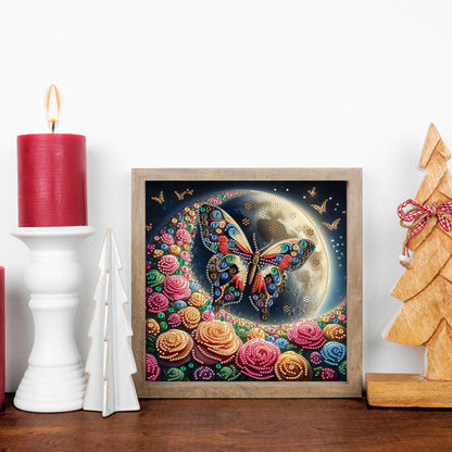 Moonlight Rose Butterfly - Special Shaped Drill Diamond Painting 30*30CM