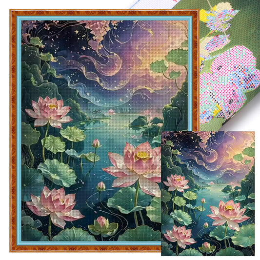 Colorful Thread Curtain Returning To Lotus - 9CT Stamped Cross Stitch 60*80CM (Mona Lisa Brand)