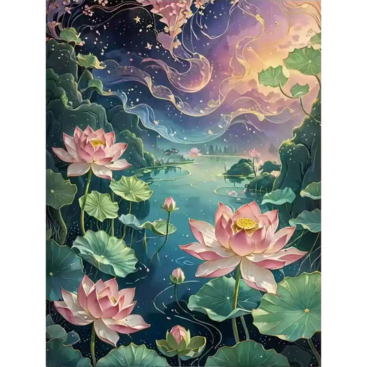 Colorful Thread Curtain Returning To Lotus - 9CT Stamped Cross Stitch 60*80CM (Mona Lisa Brand)