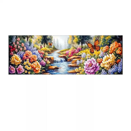 Landscape And Flowers - 11CT Stamped Cross Stitch 169*51CM (Mona Lisa Brand)