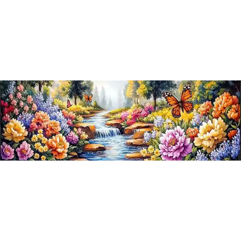Landscape And Flowers - 11CT Stamped Cross Stitch 169*51CM (Mona Lisa Brand)