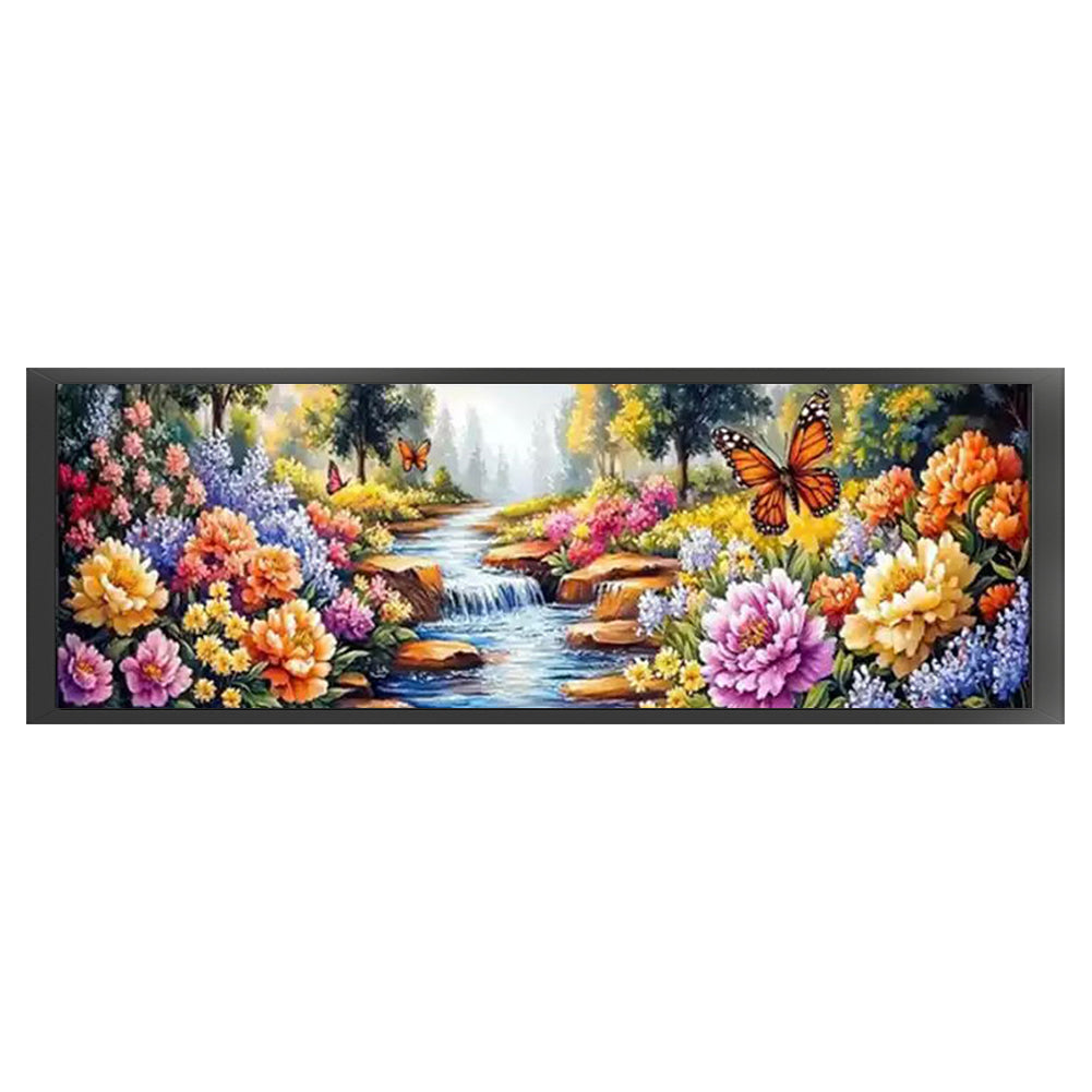 Landscape And Flowers - 11CT Stamped Cross Stitch 169*51CM (Mona Lisa Brand)