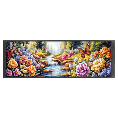 Landscape And Flowers - 11CT Stamped Cross Stitch 169*51CM (Mona Lisa Brand)