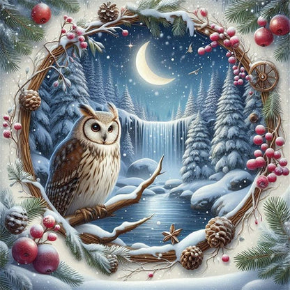 Winter Window Cat Owl - 11CT Stamped Cross Stitch 45*45CM