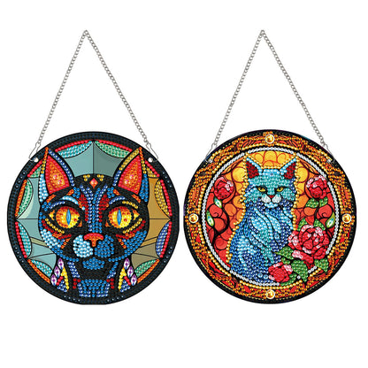 2pcs Animal Theme 2D Flat DIY Diamond Art Pendant Wall Decor for Home & Windows