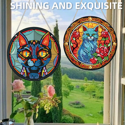 2pcs Animal Theme 2D Flat DIY Diamond Art Pendant Wall Decor for Home & Windows