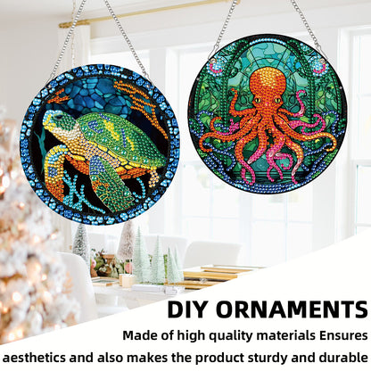 2pcs Animal Theme 2D Flat DIY Diamond Art Pendant Wall Decor for Home & Windows