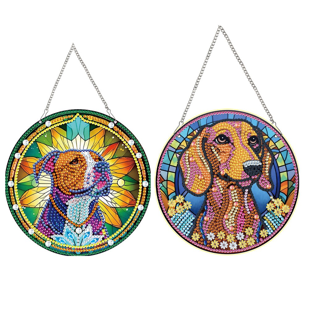 2pcs Animal Theme 2D Flat DIY Diamond Art Pendant Wall Decor for Home & Windows