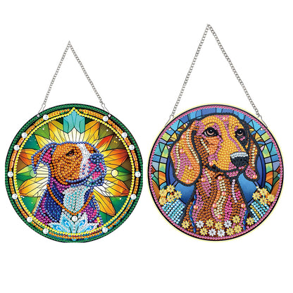 2pcs Animal Theme 2D Flat DIY Diamond Art Pendant Wall Decor for Home & Windows