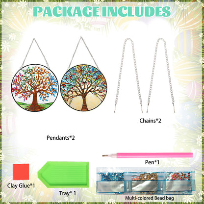 2pcs Animal Theme 2D Flat DIY Diamond Art Pendant Wall Decor for Home & Windows