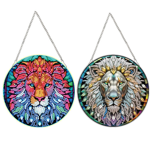 2pcs Animal Theme 2D Flat DIY Diamond Art Pendant Wall Decor for Home & Windows