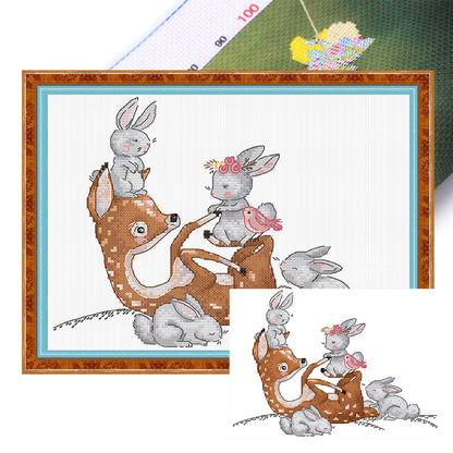 Lovely Friends - 14CT Stamped Cross Stitch 29*22CM (Joy Sunday)