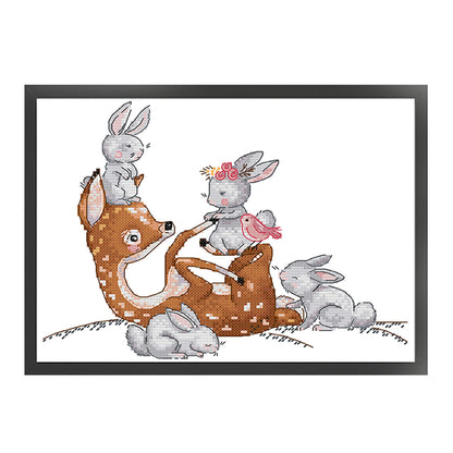 Lovely Friends - 14CT Stamped Cross Stitch 29*22CM (Joy Sunday)