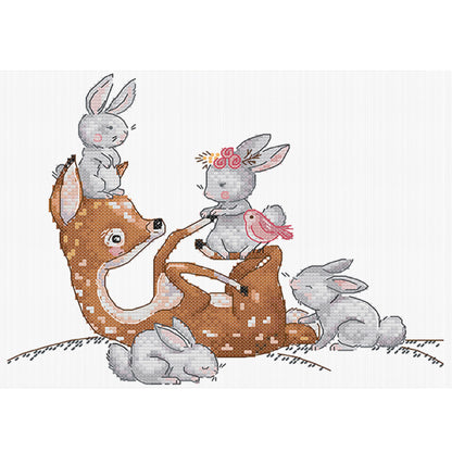 Lovely Friends - 14CT Stamped Cross Stitch 29*22CM (Joy Sunday)