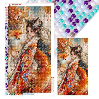 Fox Girl - Full Round Drill Diamond Painting 40*75CM
