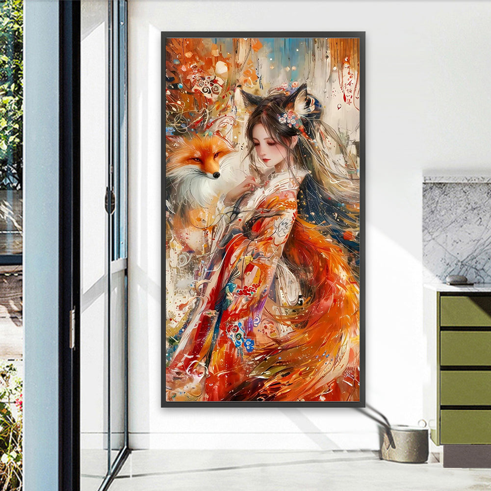Fox Girl - Full Round Drill Diamond Painting 40*75CM