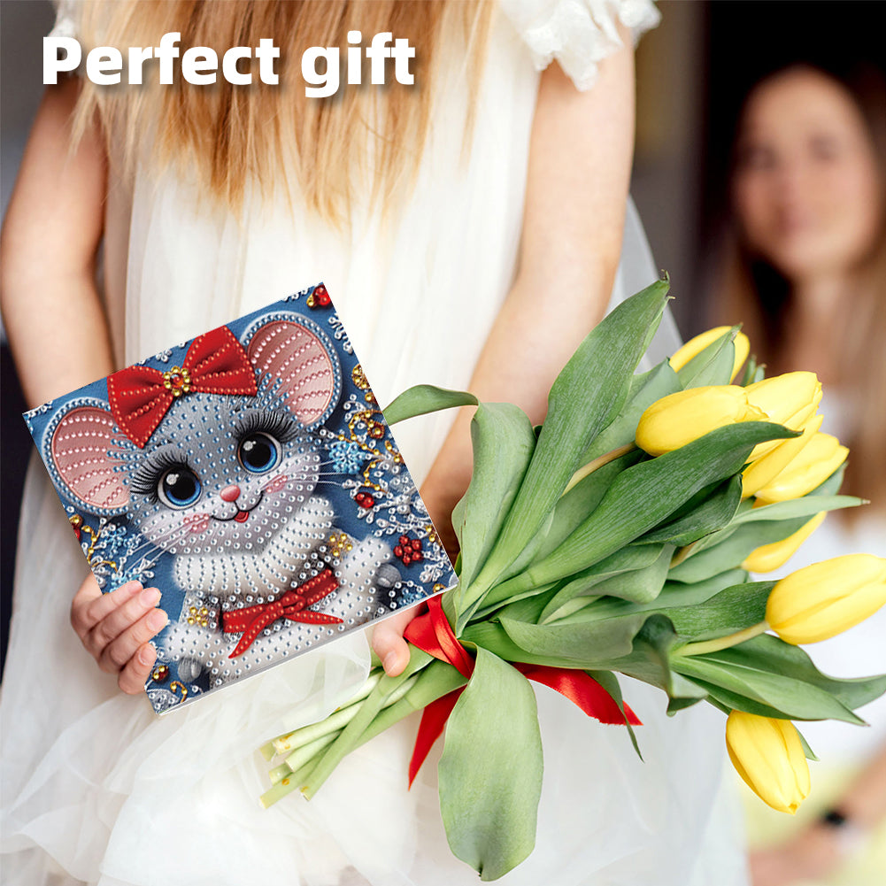 6PCS DIY Diamond Art Greeting Cards Xmas Designs for Festivals and Celebrations