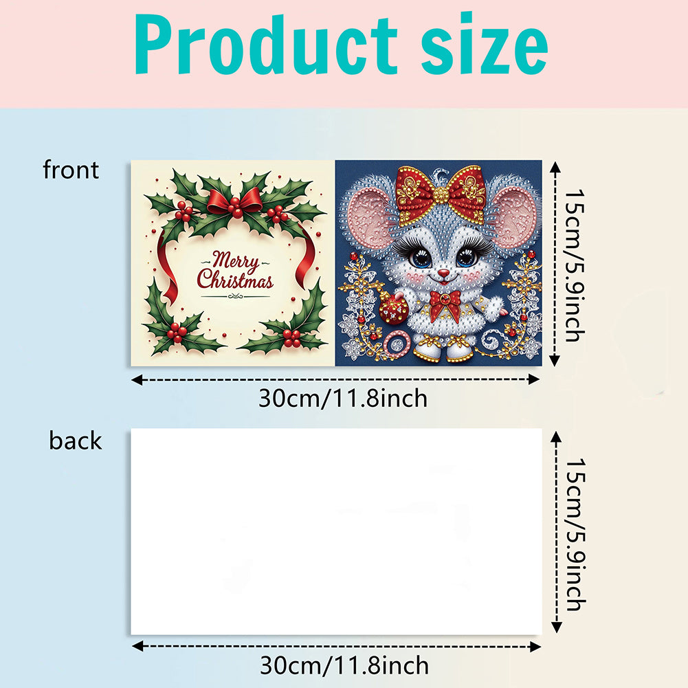 6PCS DIY Diamond Art Greeting Cards Xmas Designs for Festivals and Celebrations