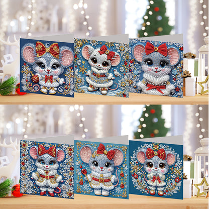 6PCS DIY Diamond Art Greeting Cards Xmas Designs for Festivals and Celebrations