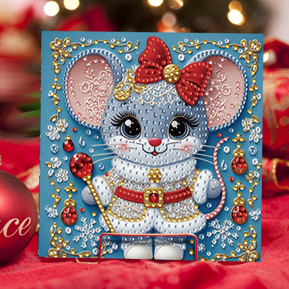 6PCS DIY Diamond Art Greeting Cards Xmas Designs for Festivals and Celebrations