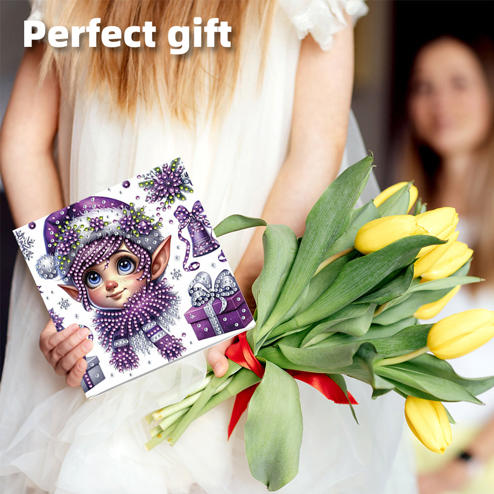 6PCS DIY Diamond Art Greeting Cards Xmas Designs for Festivals and Celebrations