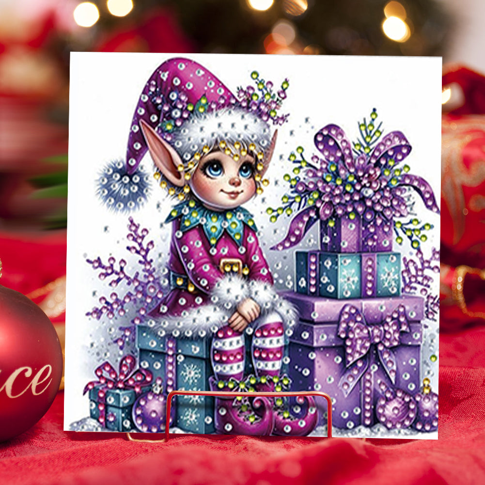 6PCS DIY Diamond Art Greeting Cards Xmas Designs for Festivals and Celebrations