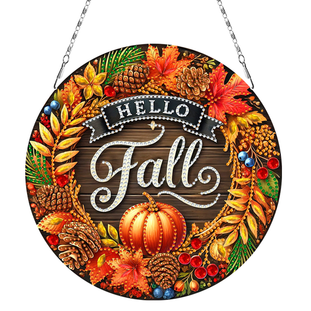 Fall Theme 2D Flat DIY Hanging Diamond Art Kits Wall Decor for Home & Windows
