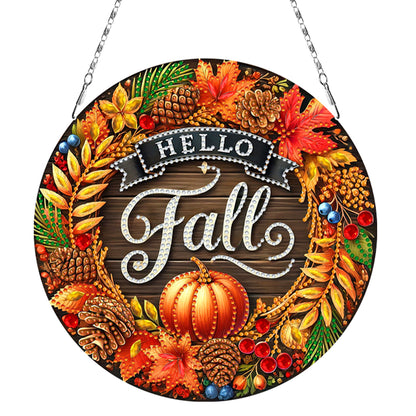 Fall Theme 2D Flat DIY Hanging Diamond Art Kits Wall Decor for Home & Windows