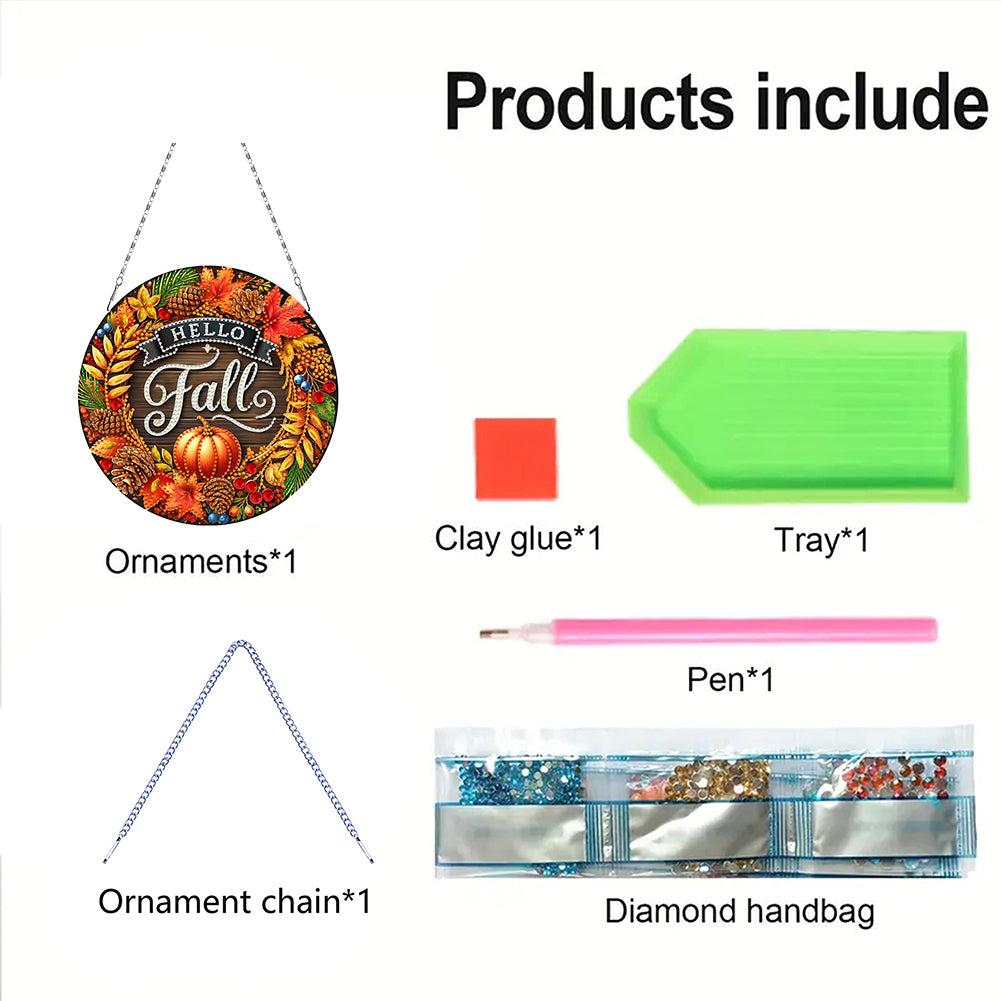 Fall Theme 2D Flat DIY Hanging Diamond Art Kits Wall Decor for Home & Windows