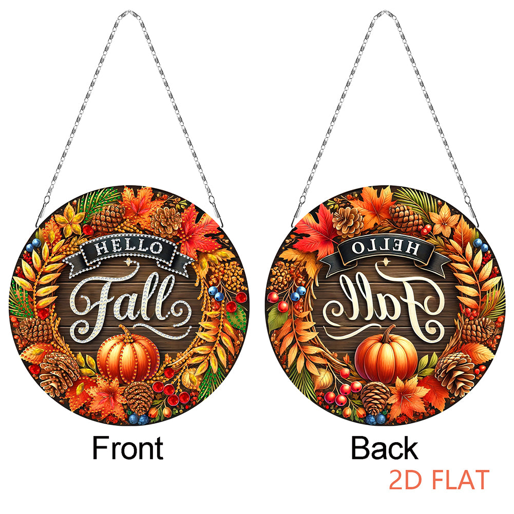 Fall Theme 2D Flat DIY Hanging Diamond Art Kits Wall Decor for Home & Windows
