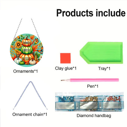 Fall Theme 2D Flat DIY Hanging Diamond Art Kits Wall Decor for Home & Windows
