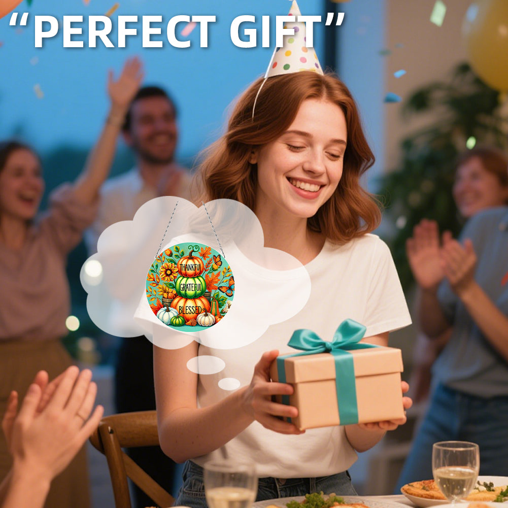 Fall Theme 2D Flat DIY Hanging Diamond Art Kits Wall Decor for Home & Windows