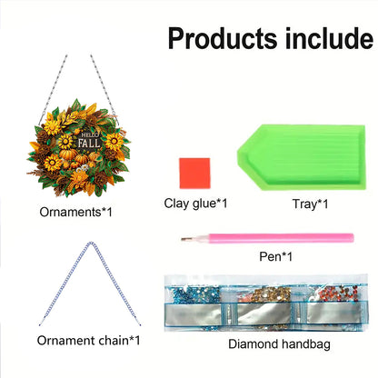 Fall Theme 2D Flat DIY Hanging Diamond Art Kits Wall Decor for Home & Windows