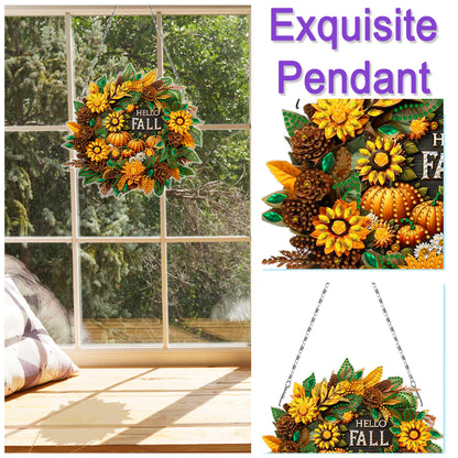 Fall Theme 2D Flat DIY Hanging Diamond Art Kits Wall Decor for Home & Windows