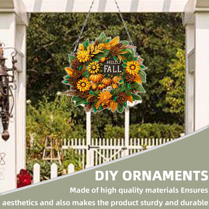 Fall Theme 2D Flat DIY Hanging Diamond Art Kits Wall Decor for Home & Windows