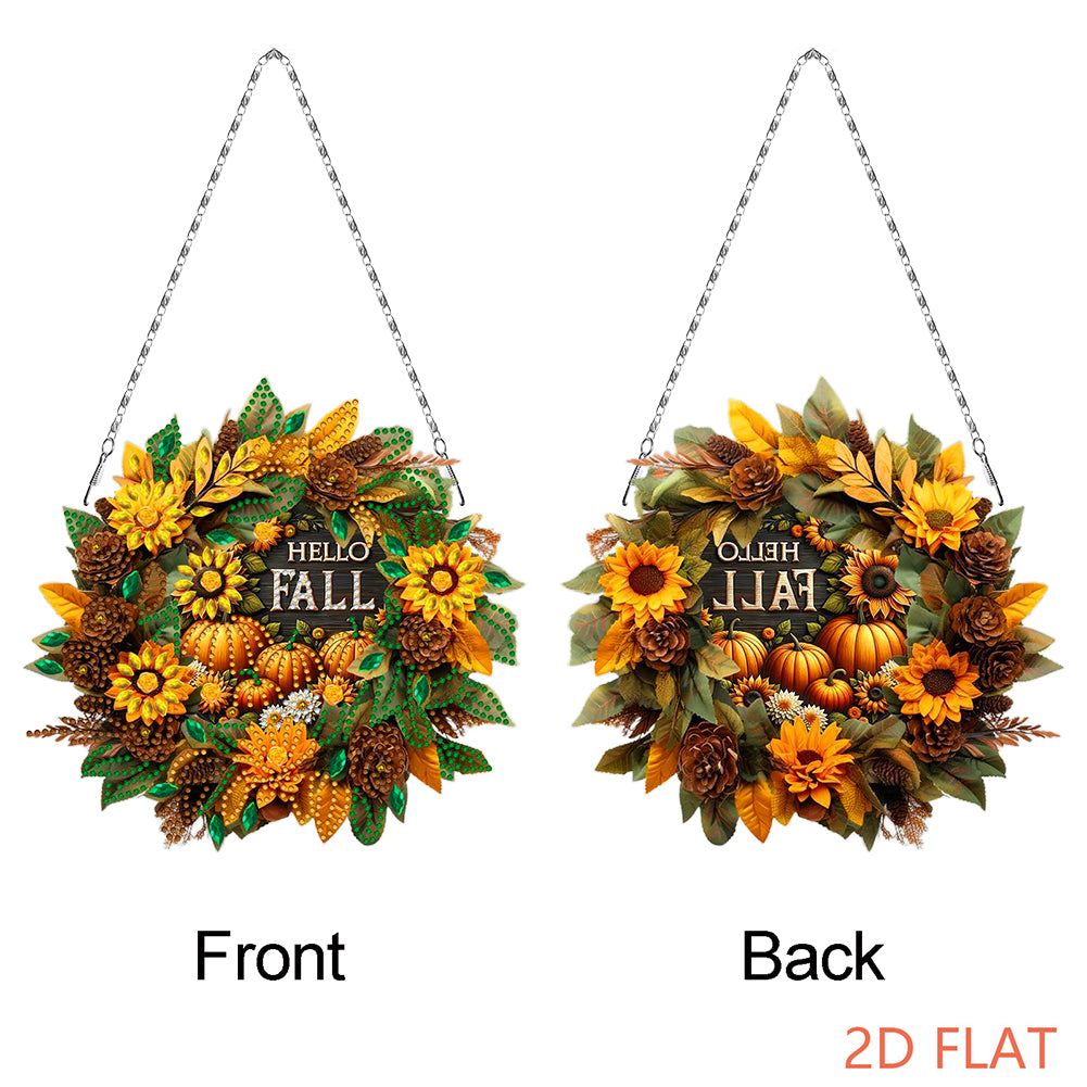 Fall Theme 2D Flat DIY Hanging Diamond Art Kits Wall Decor for Home & Windows