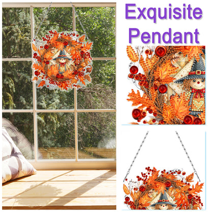 Fall Theme 2D Flat DIY Hanging Diamond Art Kits Wall Decor for Home & Windows