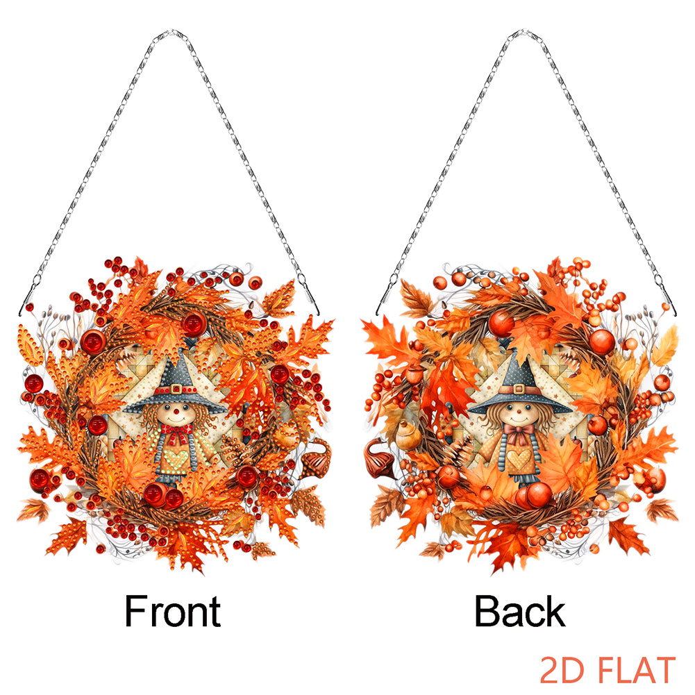 Fall Theme 2D Flat DIY Hanging Diamond Art Kits Wall Decor for Home & Windows