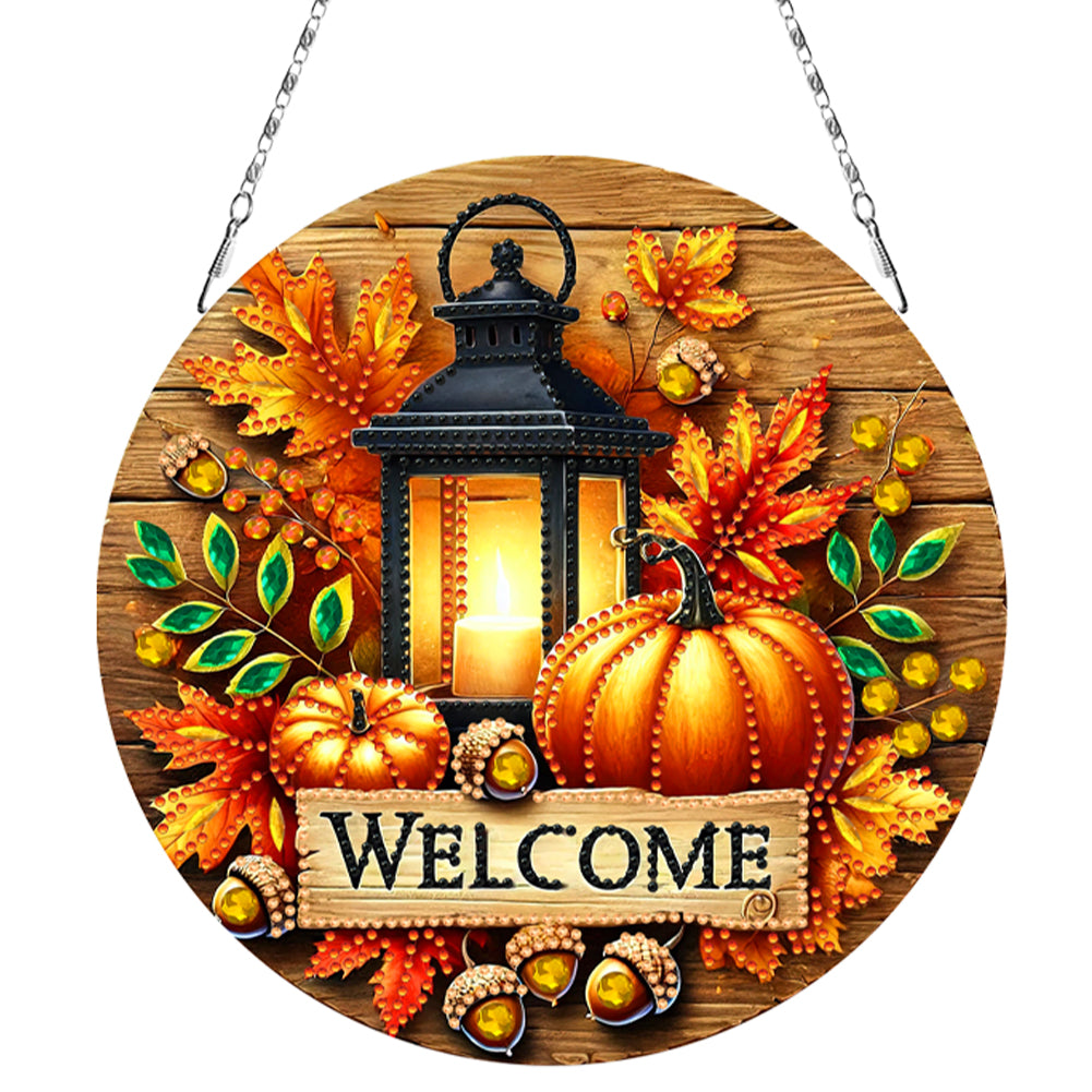 Fall Theme 2D Flat DIY Hanging Diamond Art Kits Wall Decor for Home & Windows