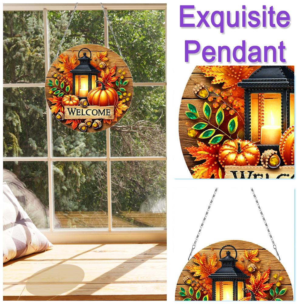 Fall Theme 2D Flat DIY Hanging Diamond Art Kits Wall Decor for Home & Windows