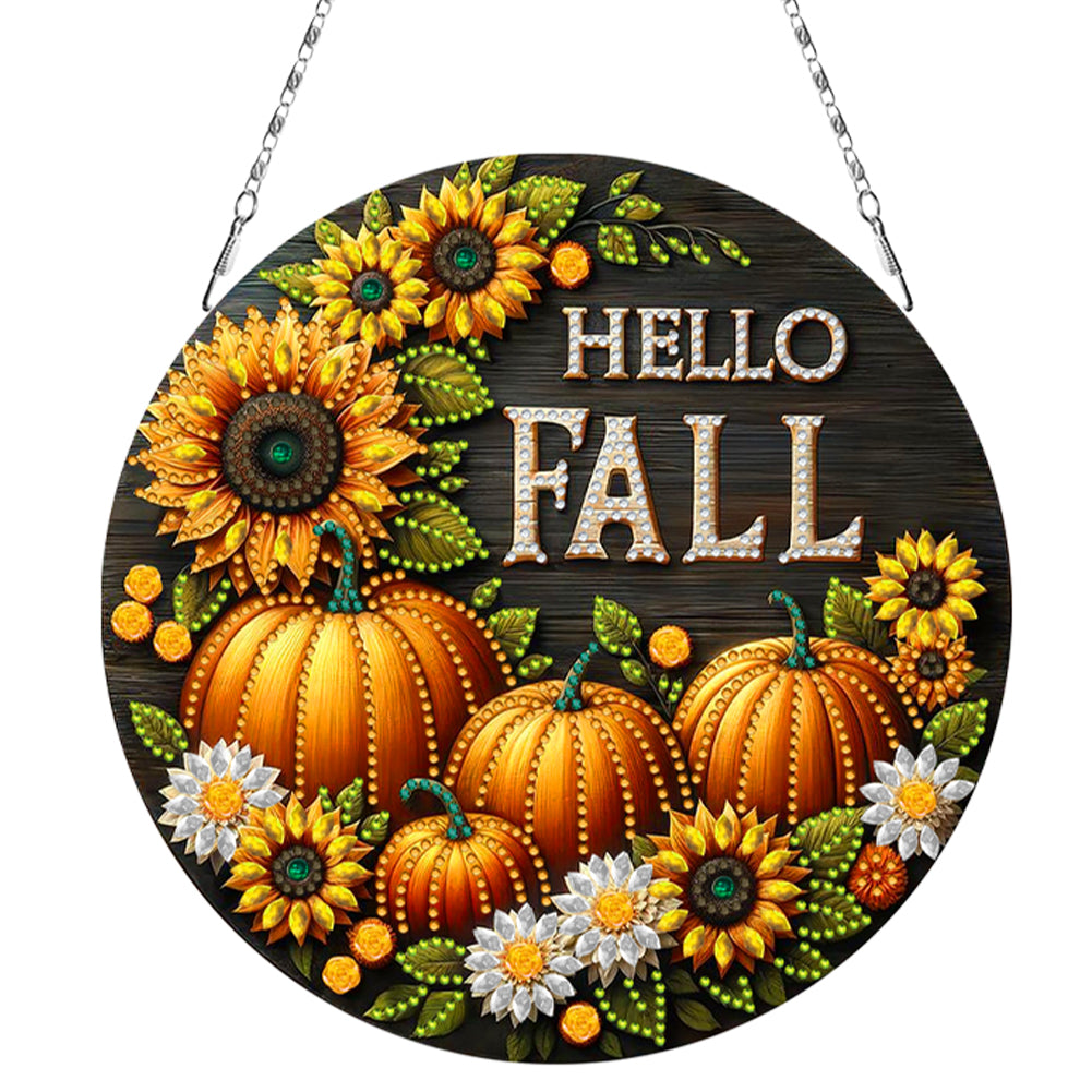 Fall Theme 2D Flat DIY Hanging Diamond Art Kits Wall Decor for Home & Windows