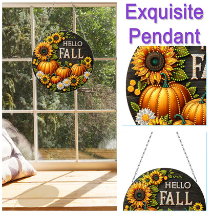 Fall Theme 2D Flat DIY Hanging Diamond Art Kits Wall Decor for Home & Windows